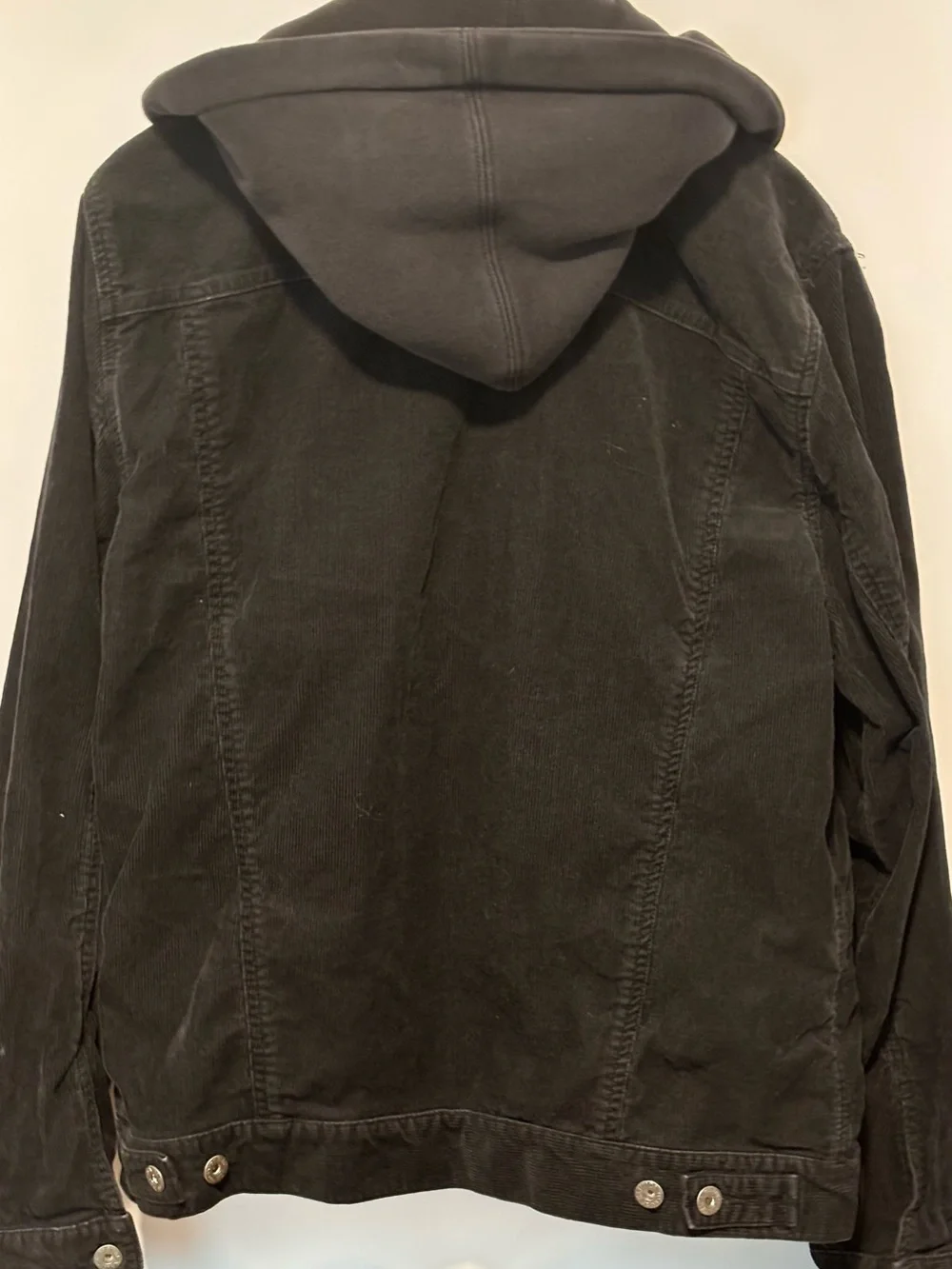 Nautica Men’s Black corduroy jacket with hood liner size medium